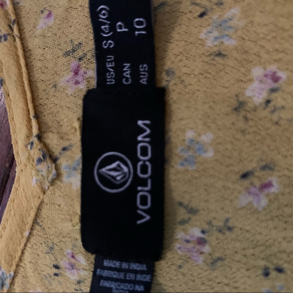 Volcom Yellow Floral Button-Front Spaghetti Strap Tank - Picture 4 of 4